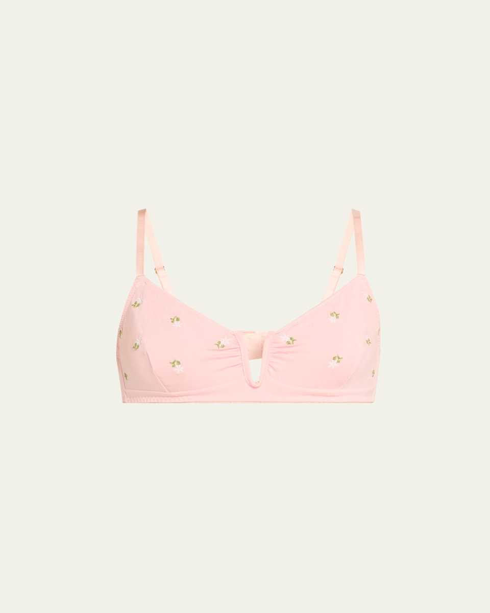 Angela Floral-Embroidered Soft Cup Bra